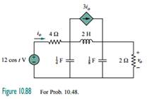 Using Thevenin’s theorem, find v o in the circuit in Fig. 10.88. 1 answer below » Using Thevenin’s...