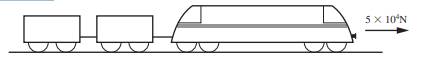 The diagram shows a goods train consisting of an engine of mass 40 tonnes and two trucks of 20...-2