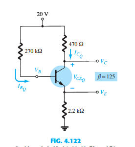 Draw the load line for the network of Fig. 4.122 on the characteristics of Fig. 4.121 using b from...-1