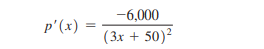 The marginal price for a weekly demand of x bottles of shampoo in a drugstore is given by Find the...