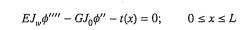 The governing differential equation for the torsion of a thin-walled section with warping restraint...