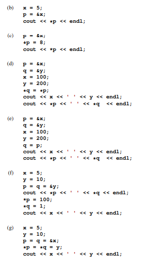 Given the declarations: indicate what each of the following code fragments will print.-3