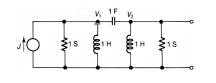 Derive the expression for the output voltage. This is a third-order network with a real root at s =...-1