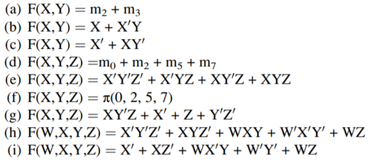 Generate truth table for the following functions: Simplify the following functions using a K-map:-2