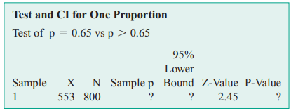 Consider the following Minitab output. (a) Is this a one-sided or a two-sided test? (b) Was this...