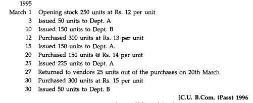 From the following particulars as stated below prepare the Stores Ledger Account for the month of...