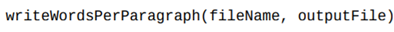 Write a function that writes the number of words in each paragraph in fileName to a new file named...-1