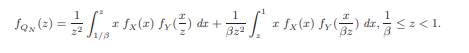 Consider the quotient Y/X of two independent normalized floating-point mantissas in base ß [HAMM...