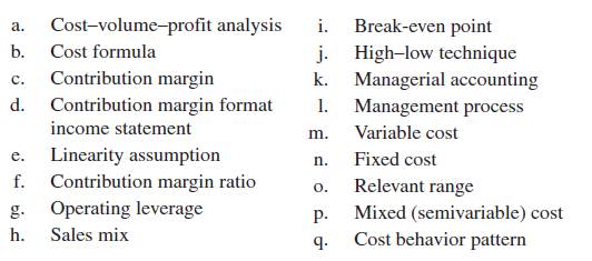 Matching Following are a number of key terms and concepts introduced in the chapter, along with a...