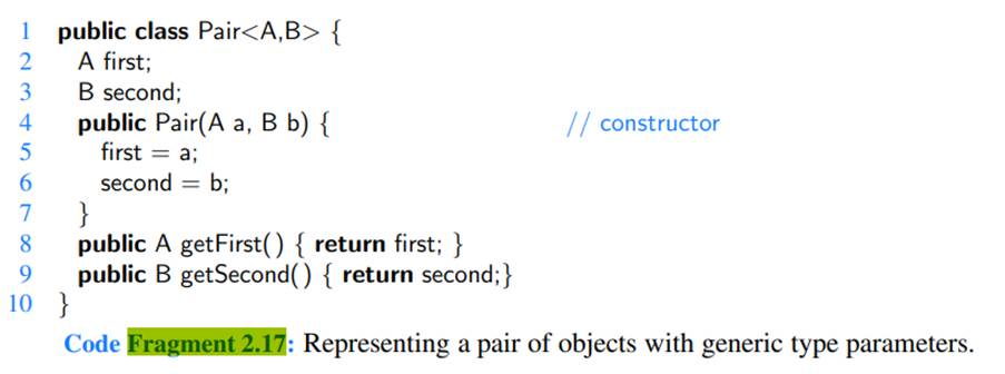 Modify the Pair class from Code Fragment 2.17 on page 92 so that it provides a natural definition...