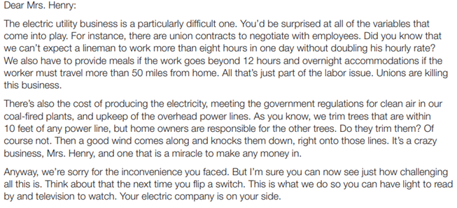 Letters to Angry Electric Company Customers. Your regional electric utility provides power to rural,...-3