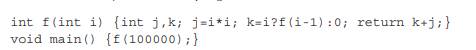 For each of the variables a, b, c, d, e in this C program, say whether the variable should be kept...-2