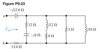 Find the admittance Y ab in the circuit seen in Fig. P9.23. Express Y ab in both polar and...