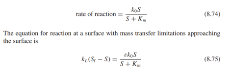 When an enzyme is immobilized on a surface, there may be a mass transfer resistance that limits the...-1