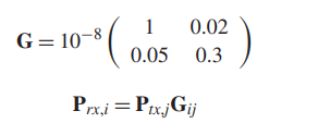 The path losses in two radio links using the same channel are characterized by the following gain...