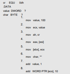 How many bytes of object code are generated by the first three statements in the example program...