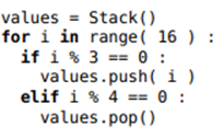 Hand execute the following code segment and show the contents of the resulting stack.