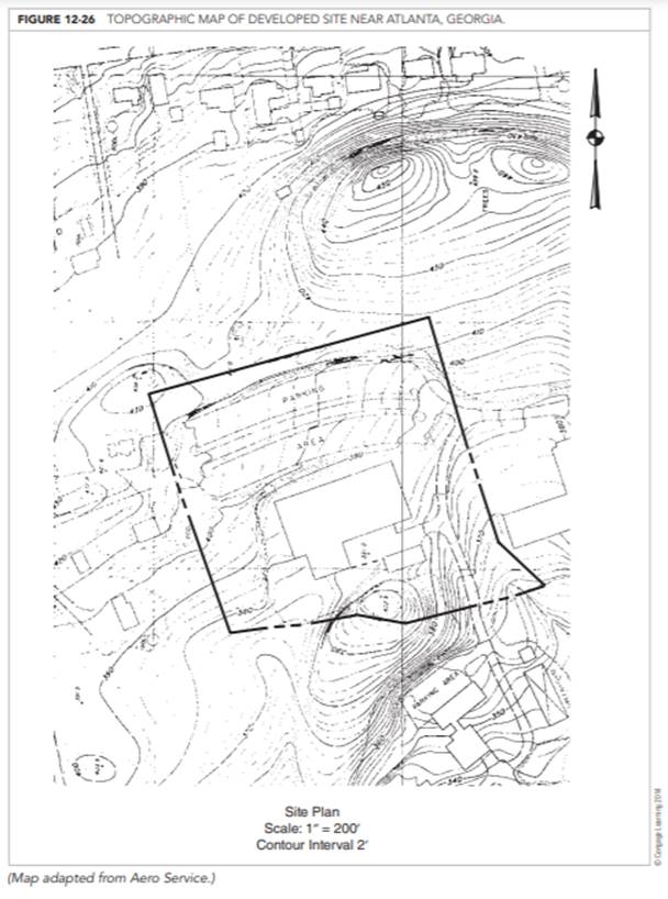 Design a storm sewer system for the site development located near Atlanta, Georgia, and shown in...