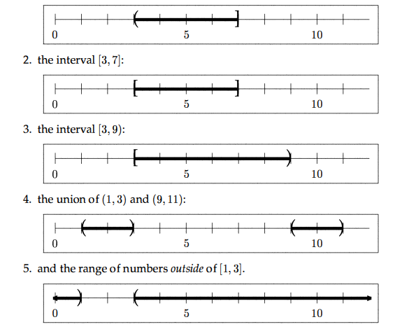 Translate the following five intervals on the real line into Scheme functions that accept a number...