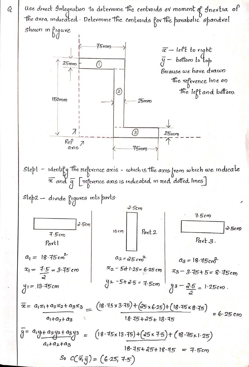 Determine The Centroids Of The Parabolic Spandrel Shown In Fig A My