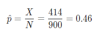 P = X N = 414 900 0.46