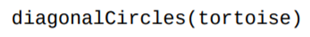 Write a function that draws ten non-overlapping circles, each with radius 50, that run horizontally...-2