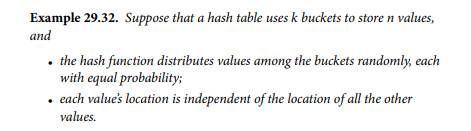 In Example 29.32, what is the expected size of a bucket? (The “size” of a bucket is the number of...-2