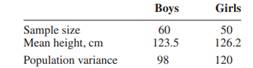 At age 9 the average weight (21.3 kg) and the average height (124.5 cm) for both boys and girls are...