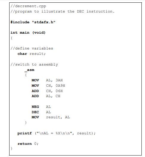 Determine the contents of register AL after the program shown below has executed.