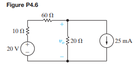 Use the node-voltage method to find vo in the circuit in Fig. P4.6.