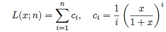 We consider the L(x; n) sum as defined in Chapter 2.2.4 and the corresponding function L2(x,...