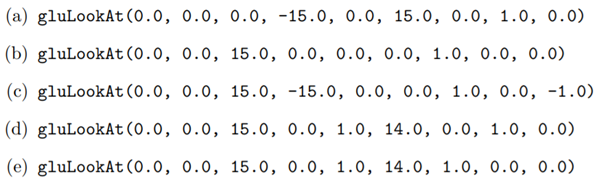 What sequence of modeling transformations is equivalent to each of the following viewing...