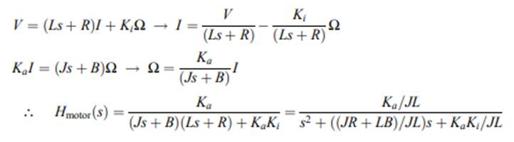 For the DC motor introduced in Example, find the transfer function from v(t) to w(t). You can do...-1