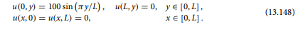 Consider a thin square metal plate with the side measuring L = 10 cm. The temperature varies along...-2