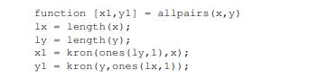 Suppose x is a column vector of m numbers and y is a column vector of n numbers and you want to...-1