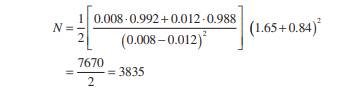 In Example 3 where two antibiotics are being compared, how many patients would be needed for a study...