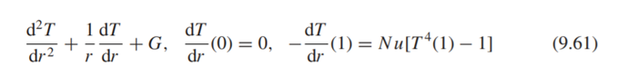 Solve the following heat transfer problem with radiation in cylindrical geometry. The parameters are...