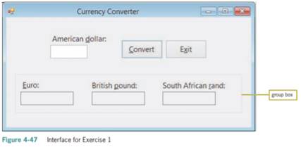 Create an application that converts American dollars to the three currencies indicated in Figure...