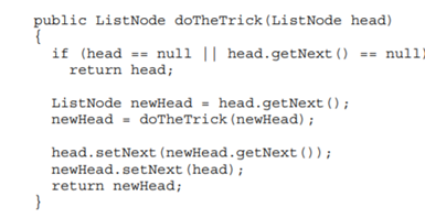 A linked list has four nodes containing the values 10, 20, 30, and 40 (in that order) and is defined...