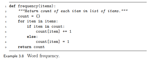 Incorporate the frequency() function of Example 3.8 into a complete program to determine the word...