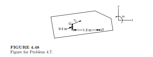 The body of mass m = 2 kg and mass moment of inertia IG = 3 kg·m2 in Figure 4.48 is moving so that...