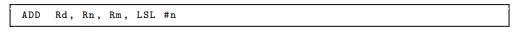 Consider the addition instruction with flexible second operand Operand2, given below. It is desired...-1