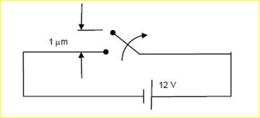 A switch is in the process of opening and the open circuit voltage is 12 V. Compute the electric...