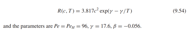 A chemical reactor with axial dispersion of both mass and energy is governed by the following...-2