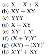 Use Boolean theorems to simplify the following expressions: Simplify the following functions:-1