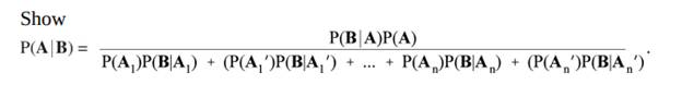 Assume S = A 1 ? A 2 ? ... ? A n and A j n A k = ffor all j?k. Assume two urns contain the following...