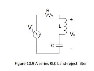 For the series RLC band-reject filter, if R = 500 kO, C = 0.01 µF and L = 1 mH, calculate the values...