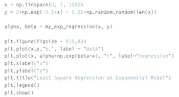 Write a function my_exp_regression (x,y) where x and y are arrays of the same size. Let an...-1