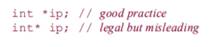 Explain the rationale for preferring the first form of pointer declaration: Explain each of the...-1