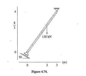 A 300-rom-wide and 100-rom-thick bar is supported and loaded as shown in Figure 4.74. Determine...